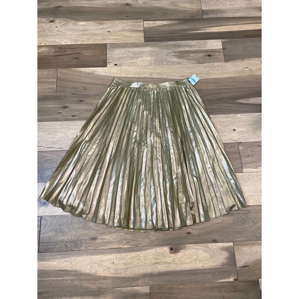 Ann Taylor Metallic Pleated Midi Skirt Size 16 Gold - Picture 2 of 7